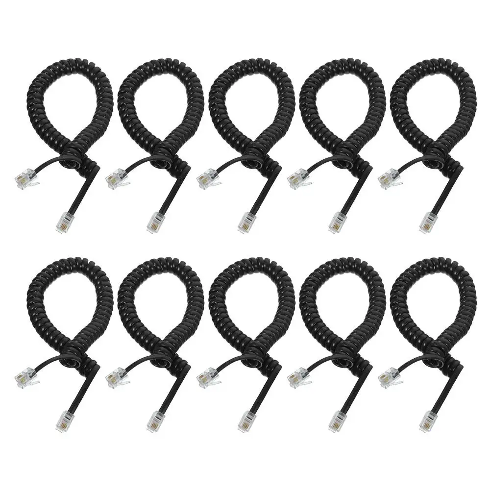 10Pcs Black Phone Cord Replacement for Telephone Flexible Coiled Wire Reliable Connection Cable for Home