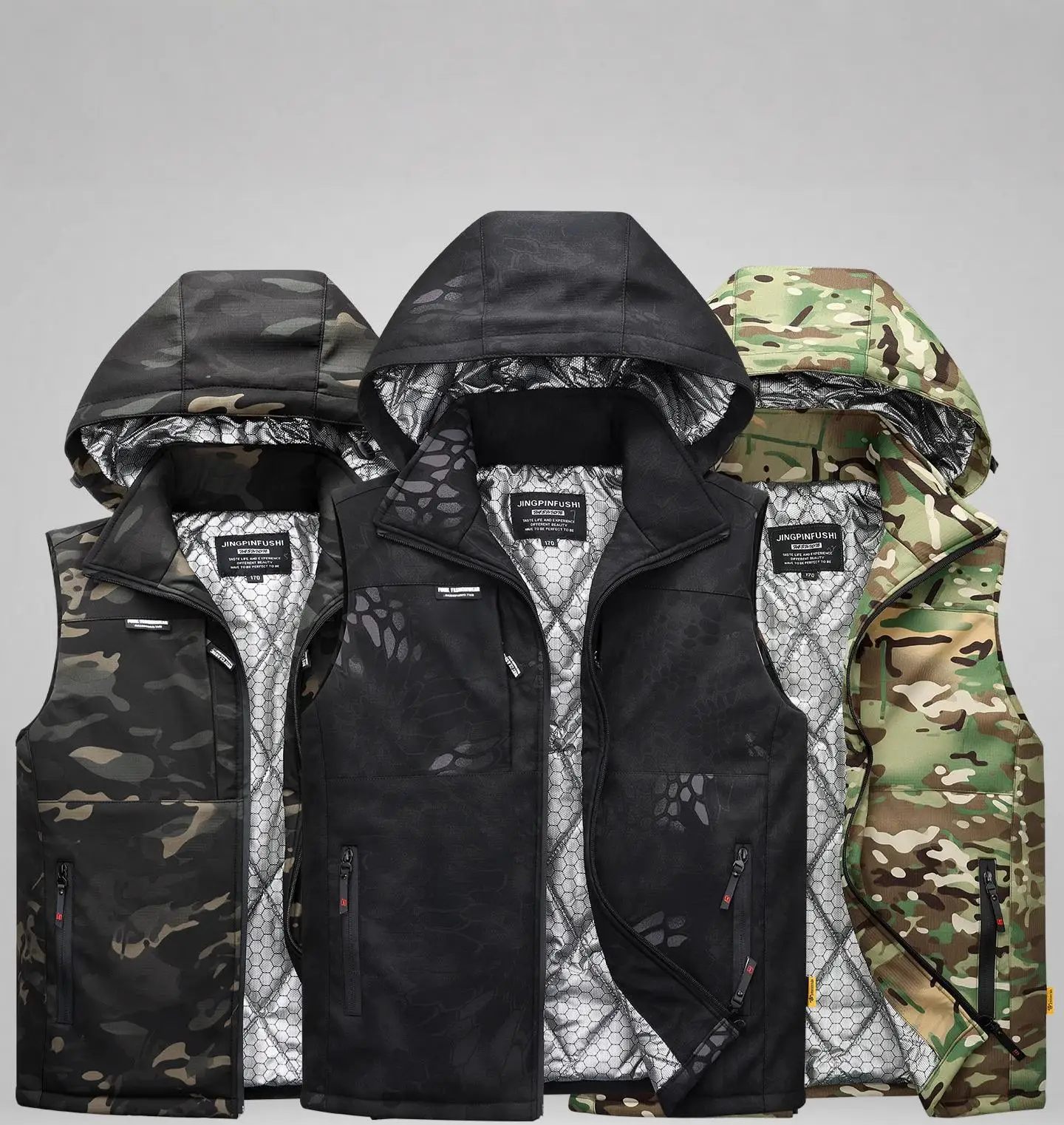 Graphene Heating Vest Winter Thick Cotton Lined Camouflage Jacket Thermal Cold Proof Sleeveless Coat Comfortable Outdoor Work