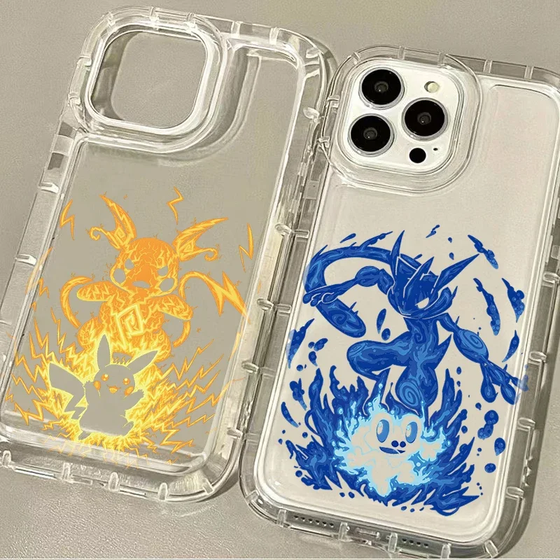 Lovely P-Pokemon Case For iPhone 16 15 14 13 12 11 Pro Max XS X XR 8 7 Plus SE 2020 Shockproof Clear Silicone Protective Cover