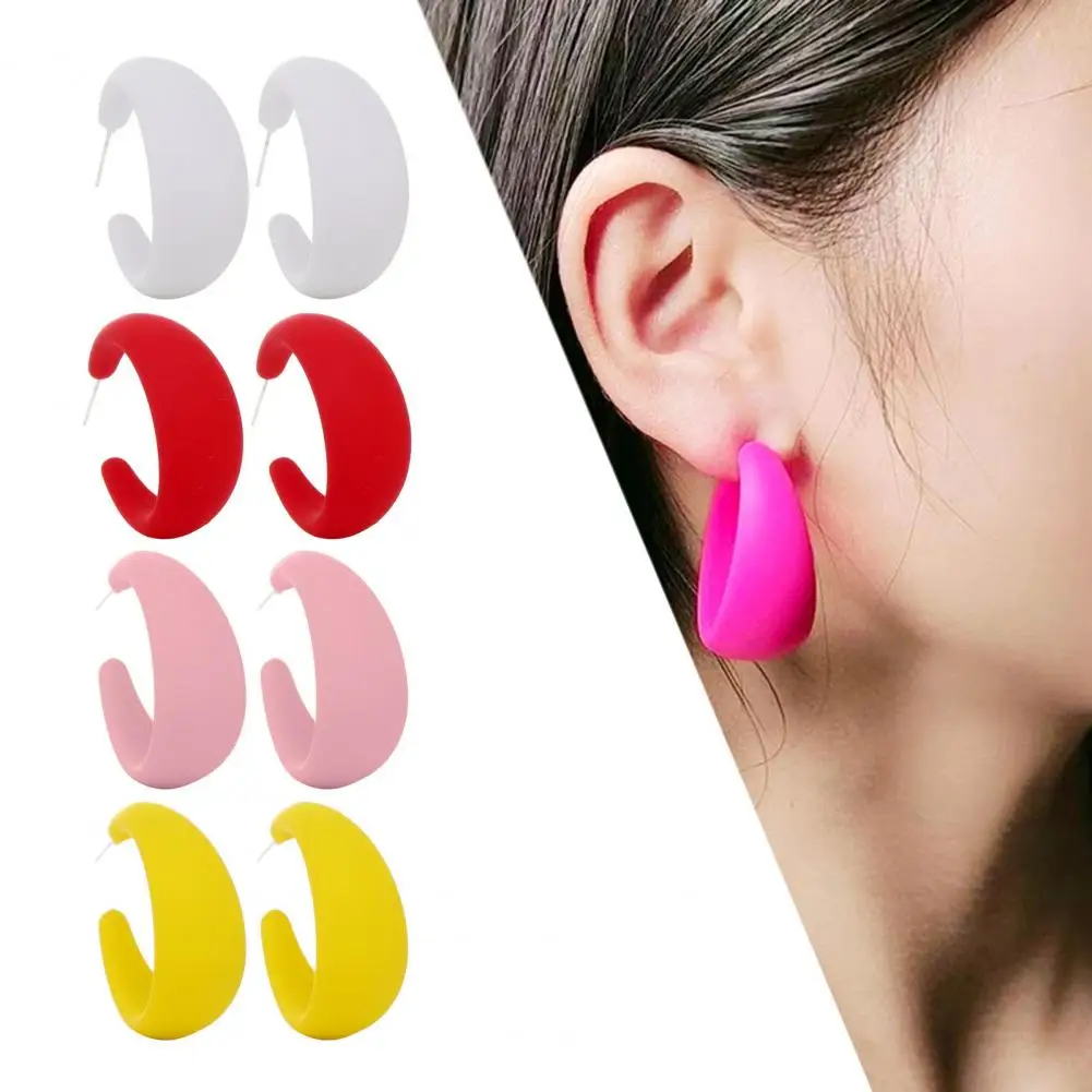 1Pc Drop Earring Vibrant Color Lightweight Exaggerated C-Shaped Dangle Earring Piercing Jewelry Accessories Party Jewelry Gift