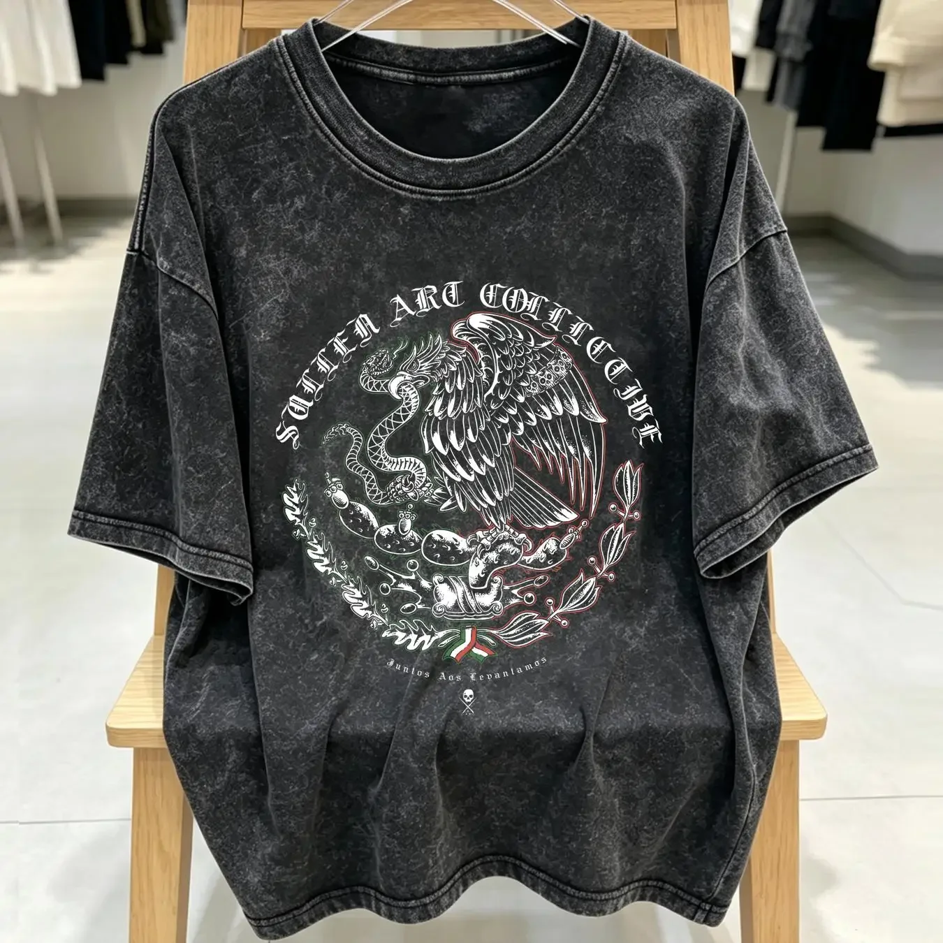 washed T Shirt Sullen Men's Levantamos Standard Tattoo Snake and Eagle long or short sleeves vintage Washed graphic homme