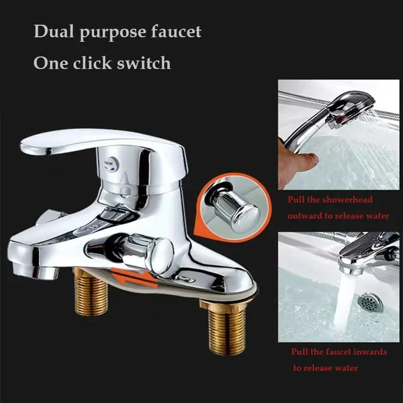 Bathroom Two-Hole Sink Faucet, Zinc Alloy Dual Handle Mixer Tap, Ceramic Valve & 10cm Installation