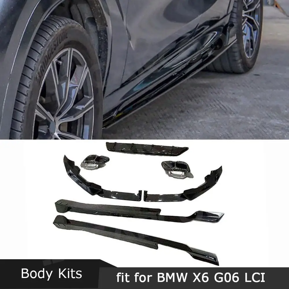 

Front Lip Rear Bumper Diffuser Exhaust Tips Side Skirts Apron Extension For BMW X6 G06 LCI Sport 2023+ Car Body Kits Accessories