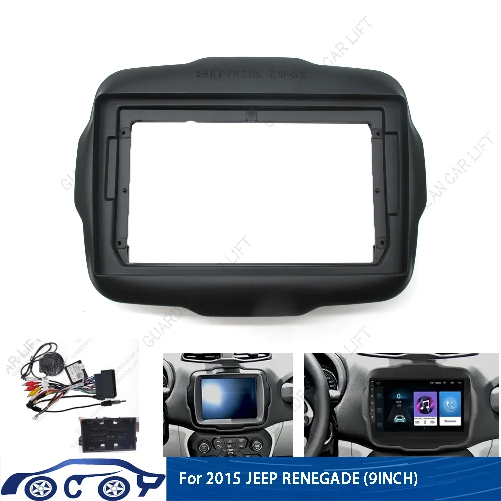 

9Inch Car Radio Fascias For JEEP Renegade 2016~2020 Android Stereo Frame Panel With Cable canbus Decoding