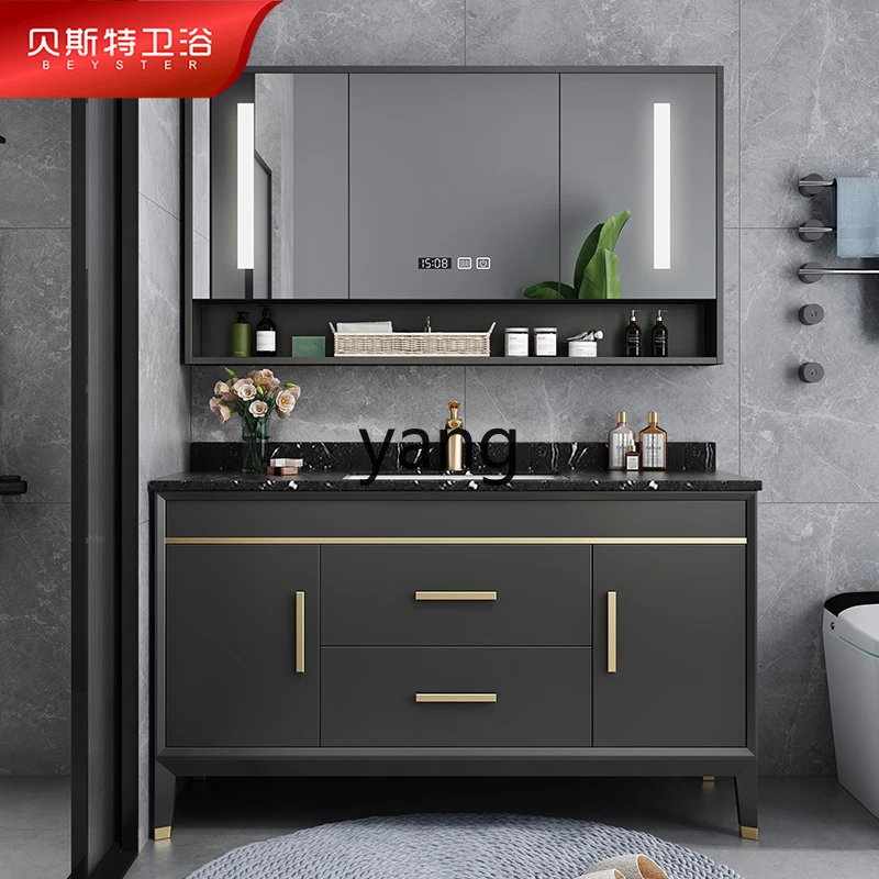 LMM Light Luxury Modern Minimalist Oak Bathroom Cabinet Nordic Smart Hand Washing and Face Washing Basin Cabinet