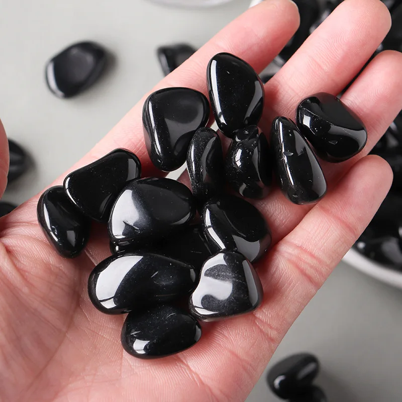 100g 2-3cm Obsidian Polished Rolling Stone Aroma Diffuser Stone Flower Pots Fish Tanks Landscape Stones, Crystal Crushed Stone