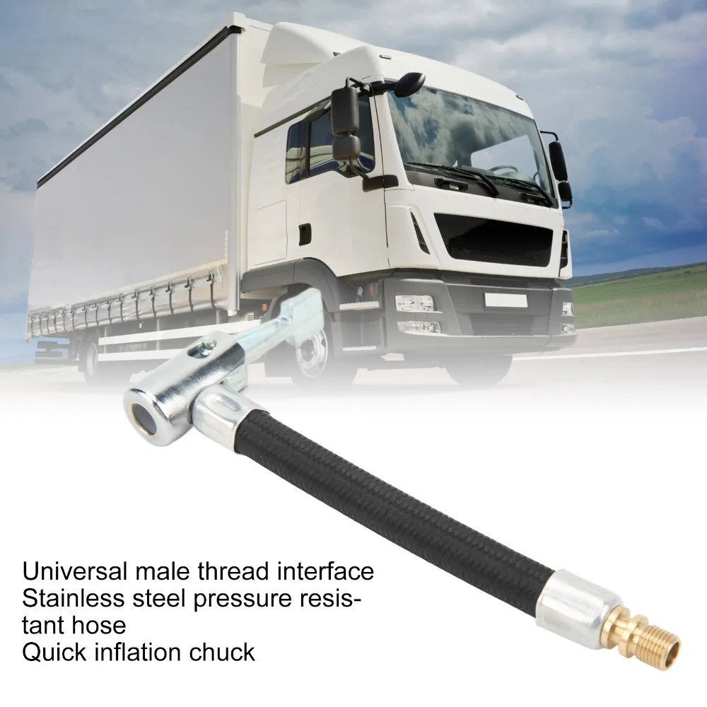 5PCS 10cm / 3.94 Inch Tire Inflator Hose Aluminum Alloy Fitting Brass Threaded End Air Pump Extension Tube Braided Rubber Hose