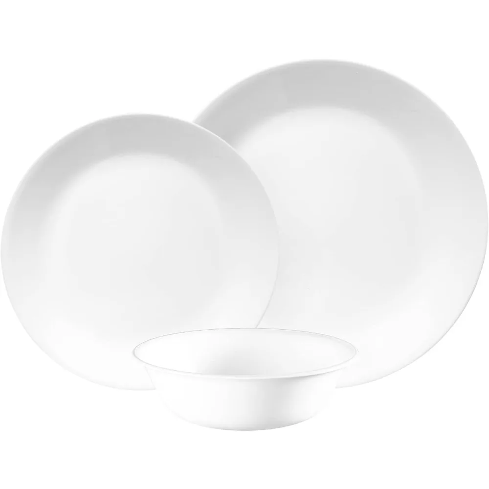 

Winter Frost White Corelle 12-Piece Dinnerware Set for Four: Including Four Dinner Plates, Side Plates, and Bowls