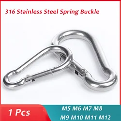 316 Stainless Steel Multifunctional Spring Snap M5 M6 M7 M8 M9 M10 M11 M12 Snap Hook with Eyelet Spring Buckle Key Ring 1PCS