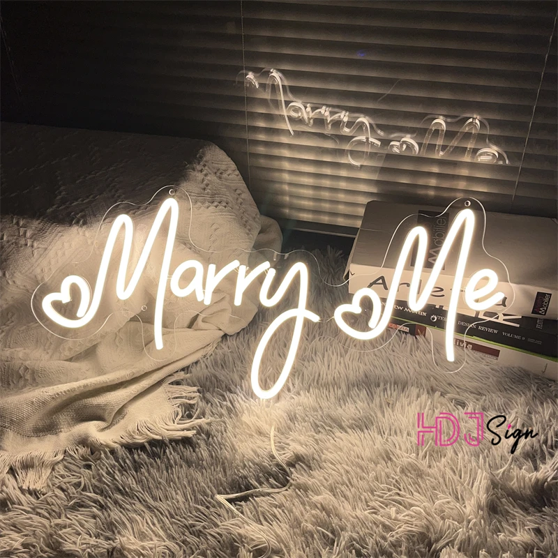 Marry Me Neon Sign Lights Wedding Decoration Neon Lights LED Sign Proposal Engagement Neon LED Lights USB Wall Decor Love Sign