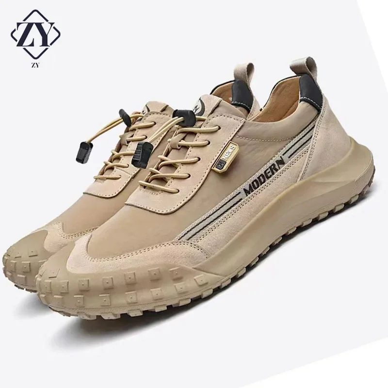 

High Quality Leather Casual Shoes For Men Motorcycle Shoes 2024 New Breathable Luxury Thick Sole Shoes Footwear Men ventilate