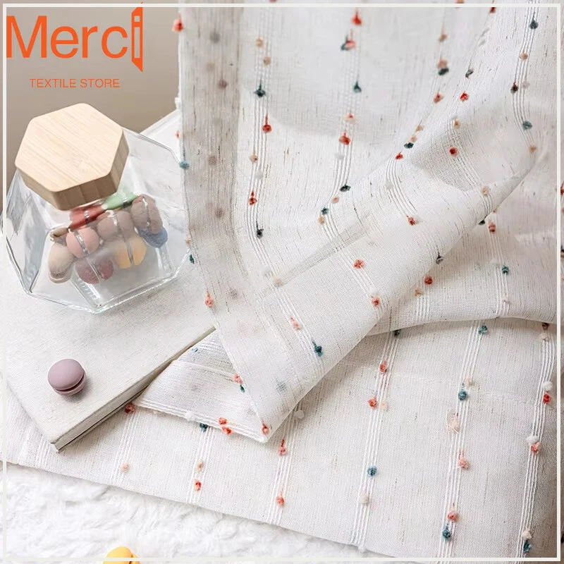 

Merci Textile Store Window Screen Tulle Curtains Modern Simple Fairy Ins White Yarn Curtains for Living Room Bedroom Customized