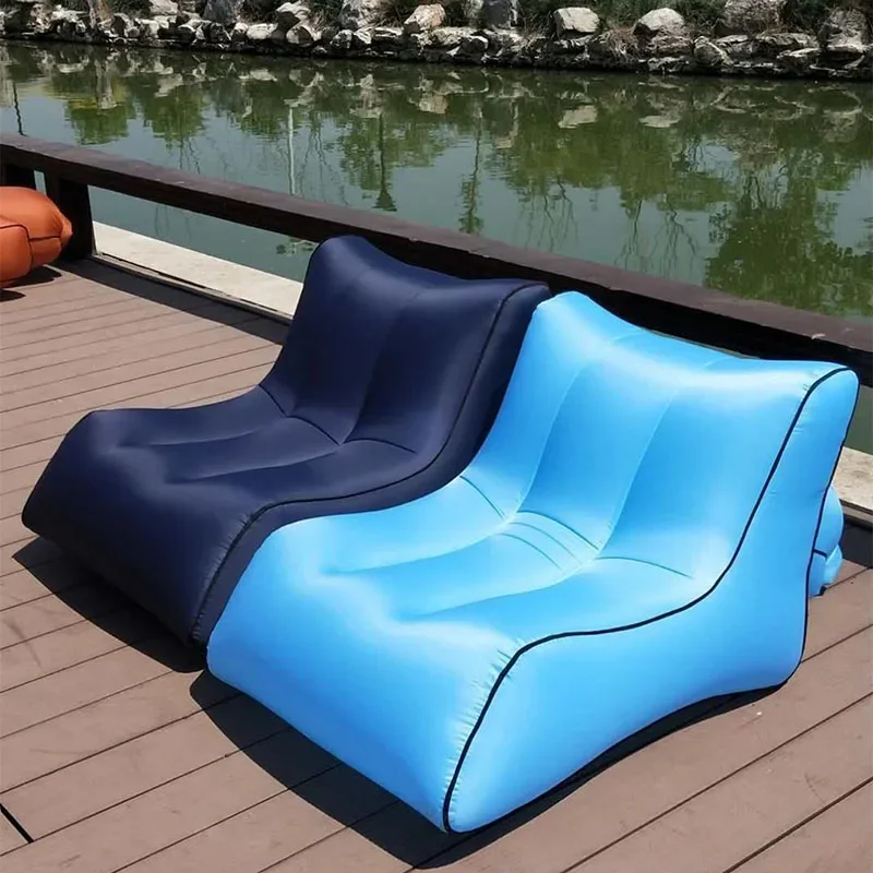Inflatable Air Sofa Portable Lounger Beach Chair Quick Blow Up Couch For Indoor Outdoor Camping Nap Bed Compact Carry Bag