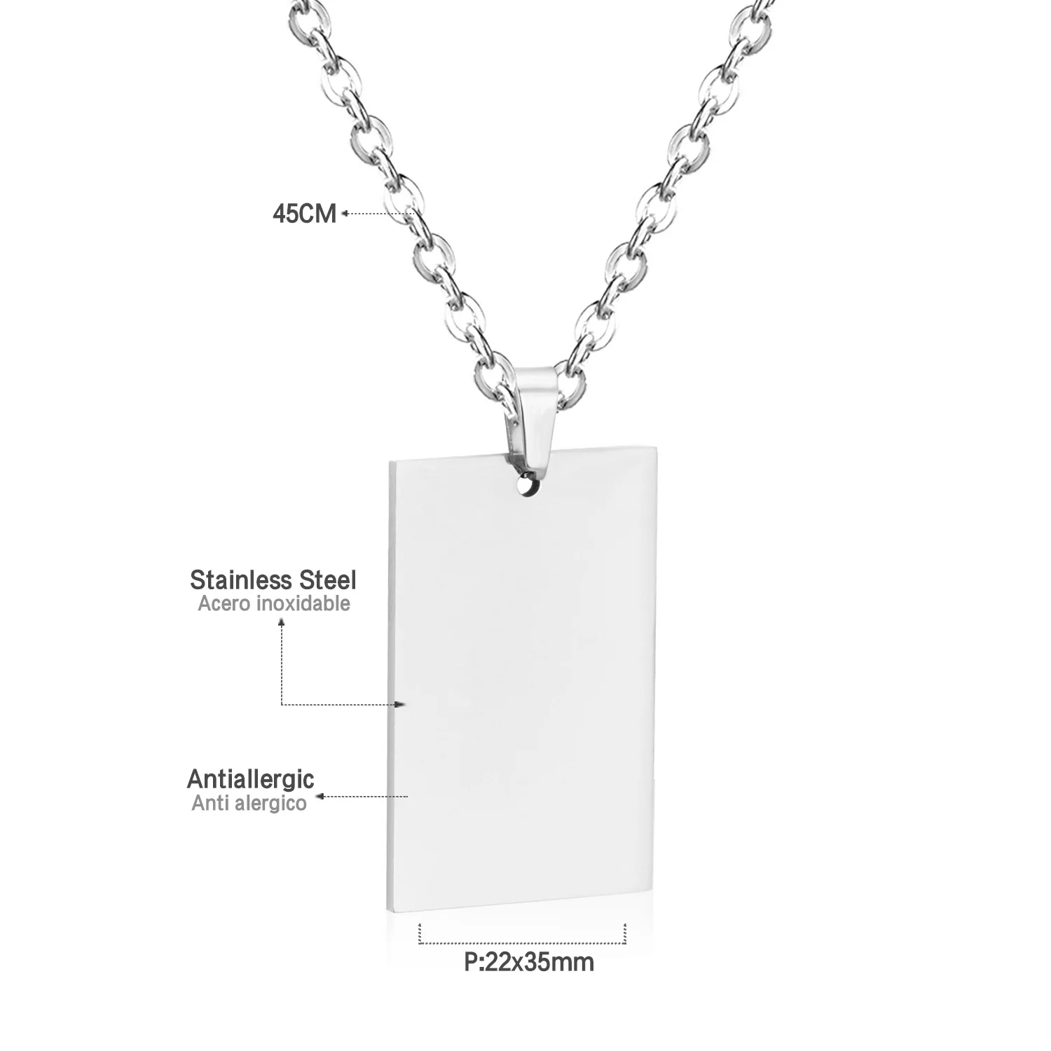 LUXUSTEEL Simple Tag Pendant Necklace For Women Men Stainless Steel Round Coin Disc Square Charm Choker Unisex Jewelry Wholesale