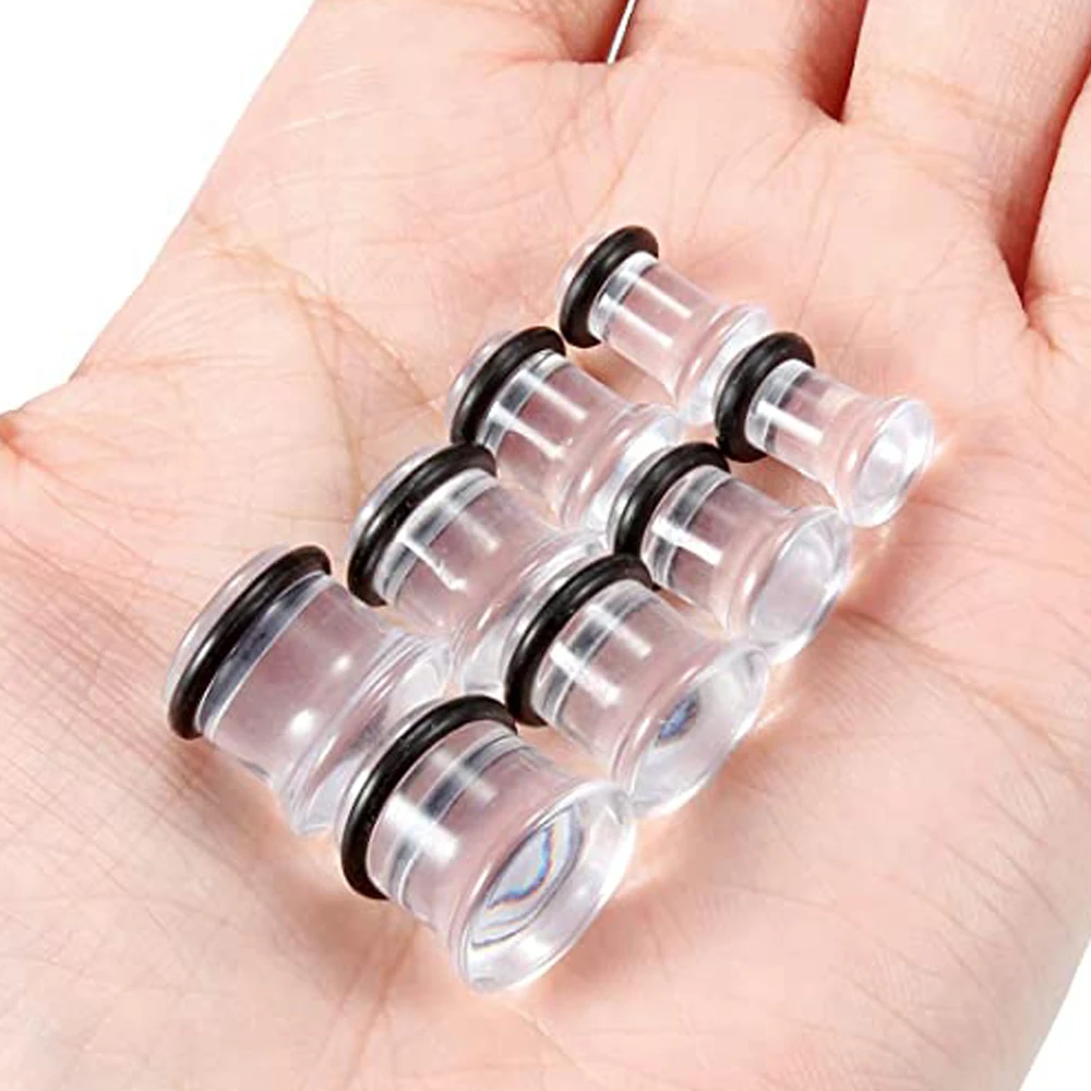 Set of 1 Pairs Single Flare Acrylic Ear Plugs Tunnel Expander Piercing Ear Gauges with O-Ring 5-20mm