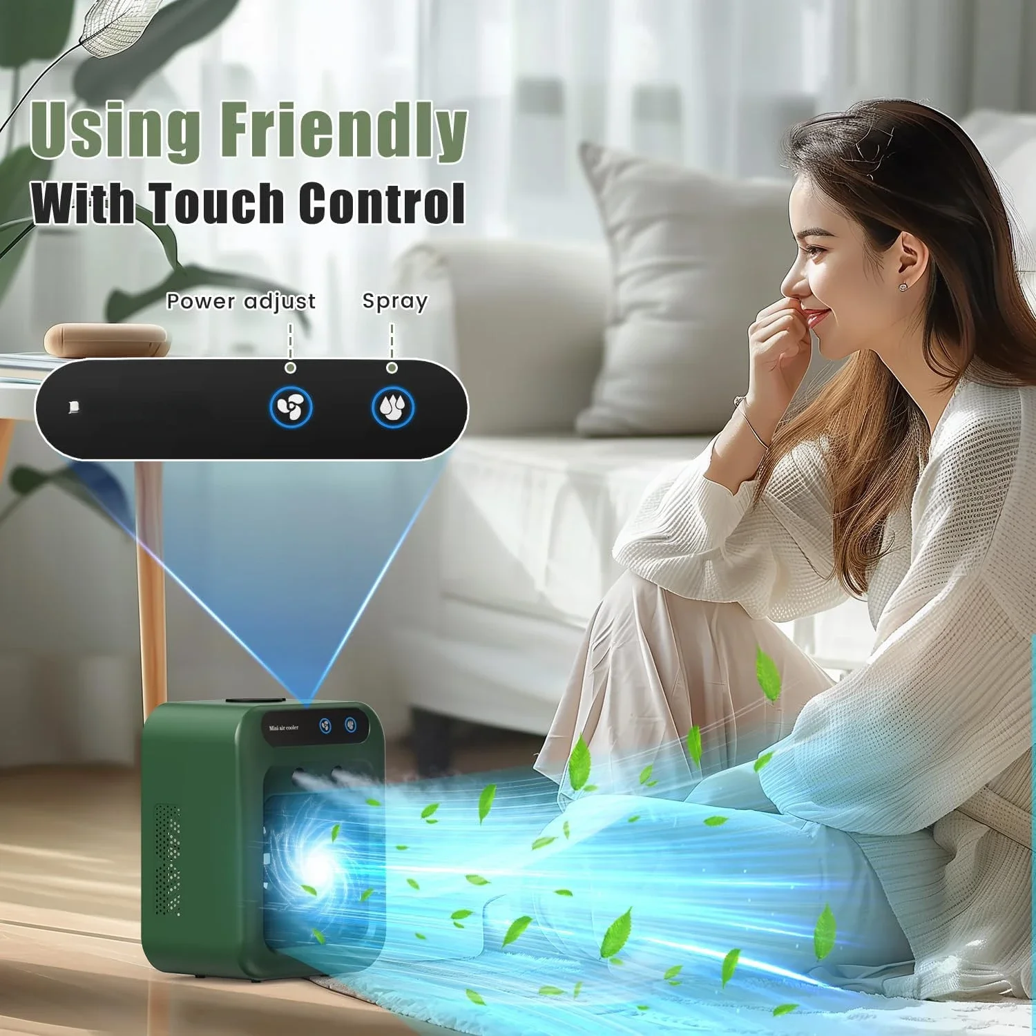 Air Conditioners, Mini Room Air Conditioner with Humidifier & 500ml  Tank, Rechargeable AC Unit for Bedroom, Office, Desk, C