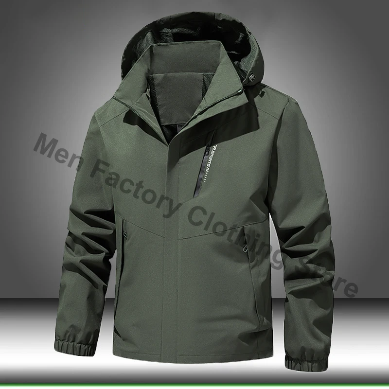 

Men's Lightweight Waterproof Hiking Hooded Jacket Outdoor Windbreaker Autumn Spring Running Cycling Soft Shell Camping Coats
