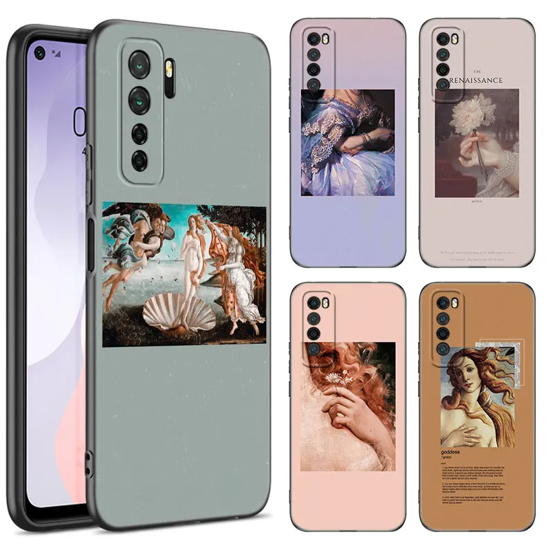 The Birth-Of-Venus Black Phone Case For Huawei Nova 8 9 10 SE 11 Ultra 12 Pro 7i 8i 11i 11E Y70 Plus Y60 Y61 Y71 Y90 Y91