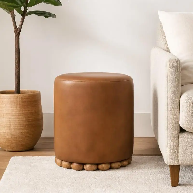 

Кожаный табурет Bola из цельного дерева — классический дизайн для сидений дома и офиса, стильный и прочный, идеально подходит для современного декора