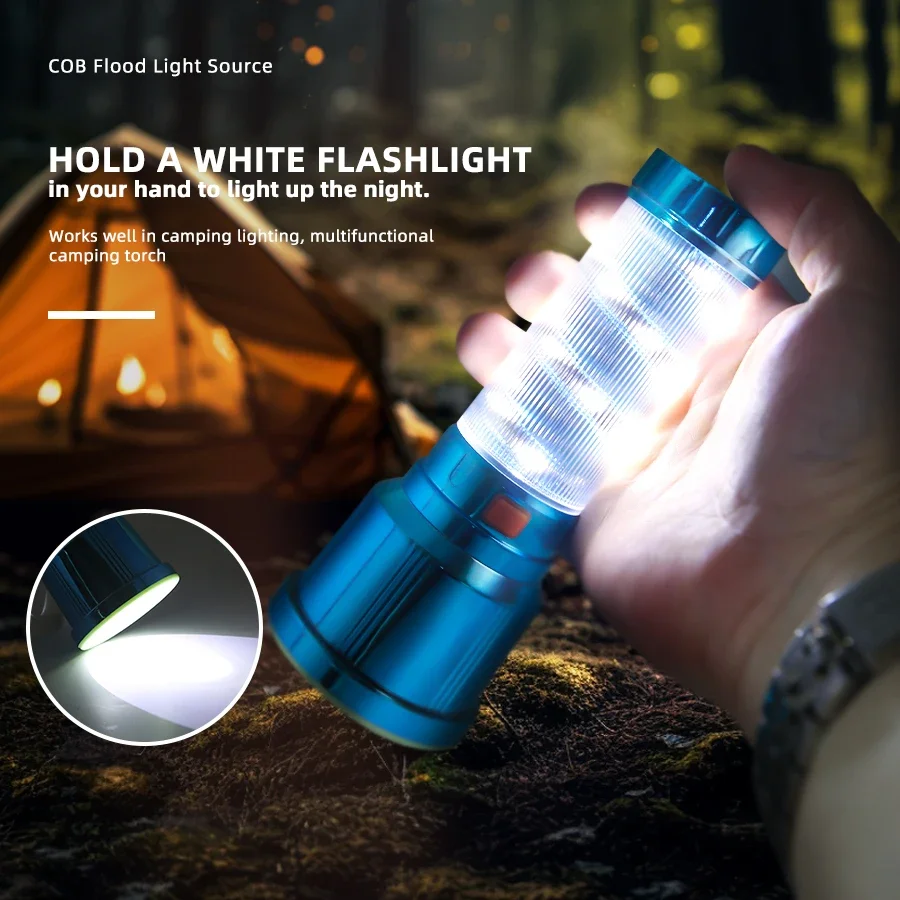 Portable Powerful LED Flashlight Built-in Battery Type-C Rechargeable Magnetic Lantern Outdoor Camping Emergency Tactical Lamp