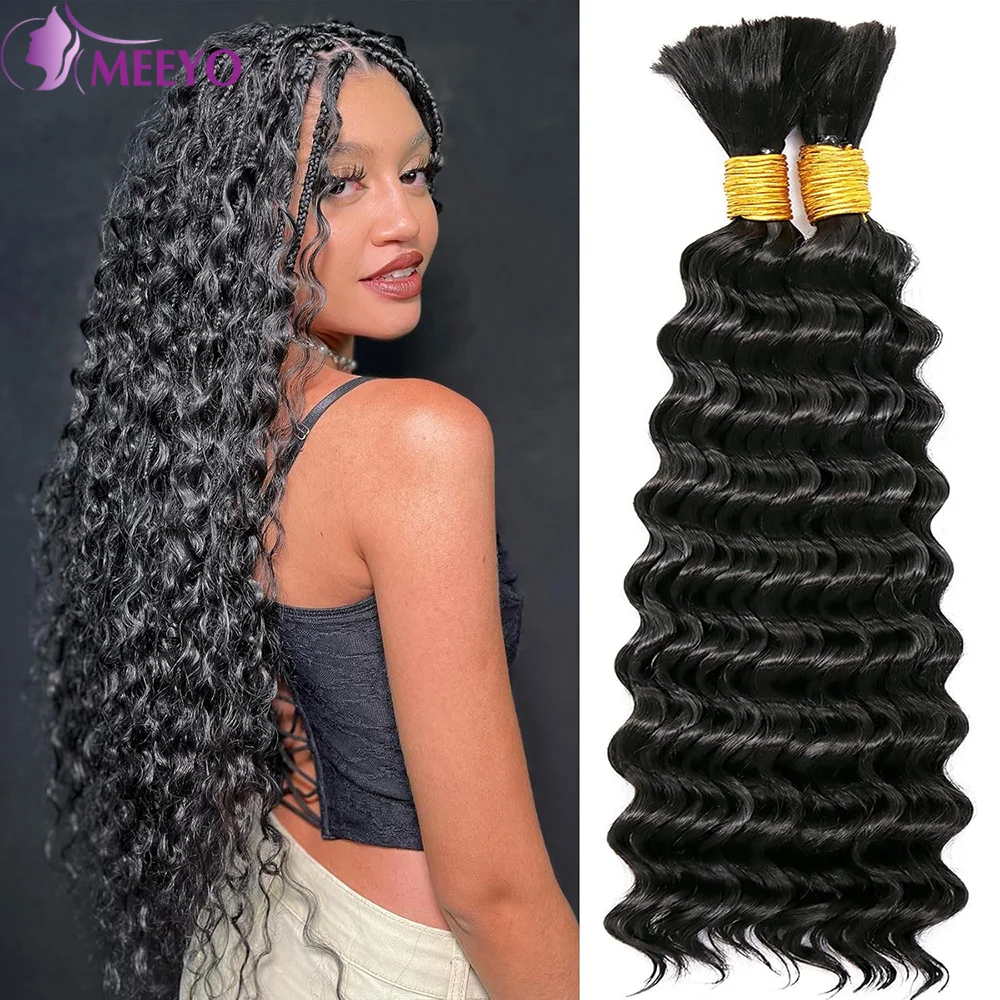 

Curly Human Hair Braiding Hair No Weft Deep Wave Bulk Braiding Hair 100% Human Hair Extensiones 16-26 Inches For Woman 50G/Pack