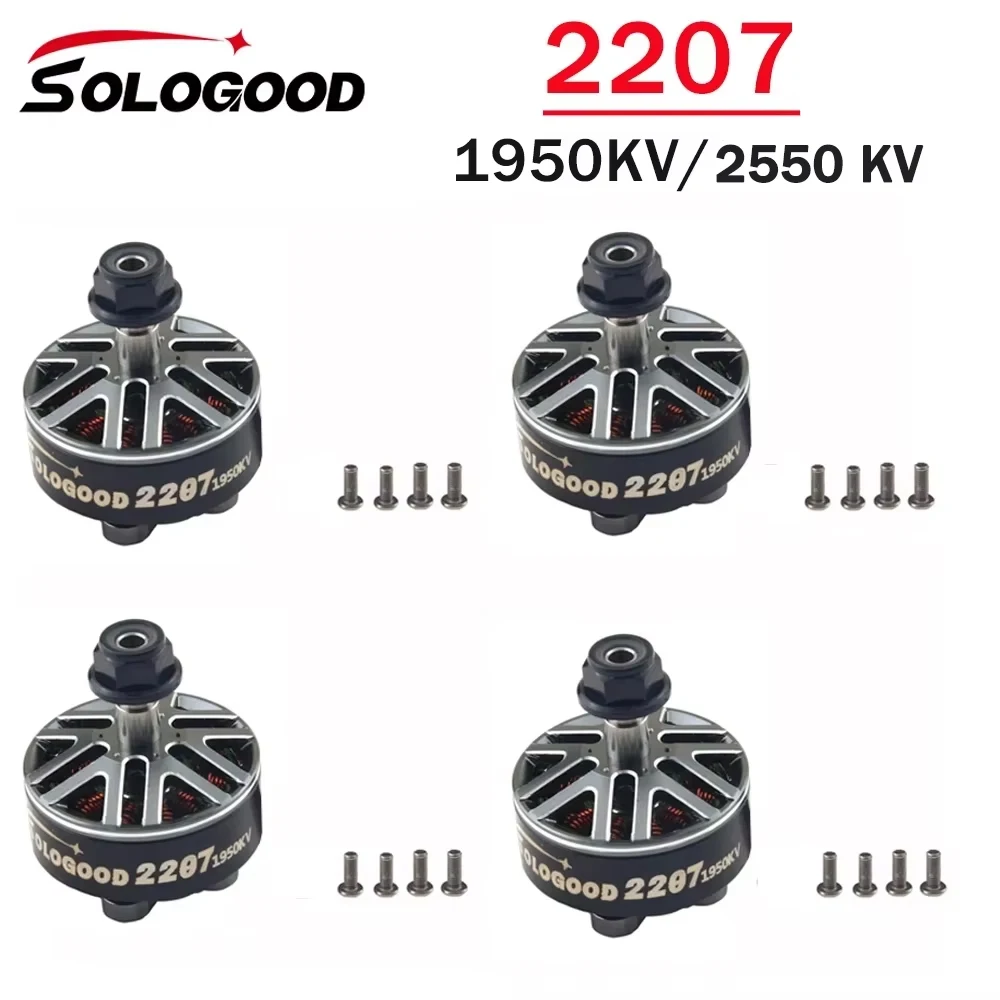 

Бесколлекторный двигатель SoloGood 2207 1950KV 2550KV 2-6S Lipo Unibell 12N14P с валом 5 мм, совместимый с 5-дюймовым пропеллером для FPV-дронов