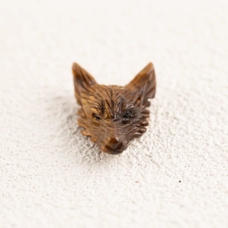 

Brown Natural Tiger-Eye Wolf Head Pendant for Necklace Fashion Handmade Jewelry Charm Gift Accessories 36x24x12mm 9g