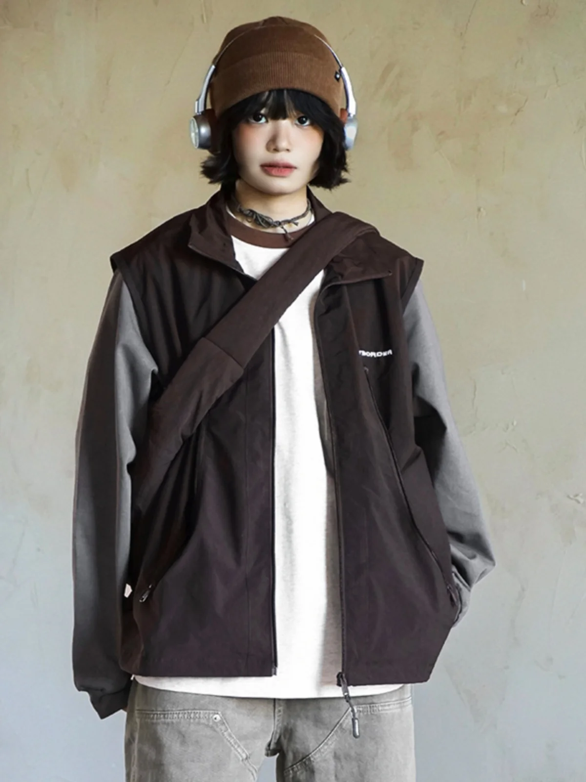 

Vests Waistcoats Thin Womens Vest Black Autumn Leather Zip Fly Slimming Tourist Streetwears Urban Textured Multi-Pockets Vintage