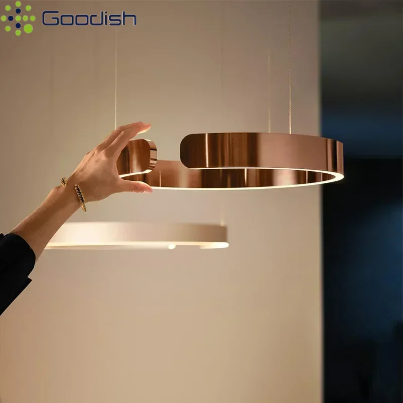 الشمال الحديثة قلادة LED أضواء مصابيح فاخرة للمطبخ المعيشة الطعام غرفة نوم نحى دائرة خواتم المنزل الديكور الثريات