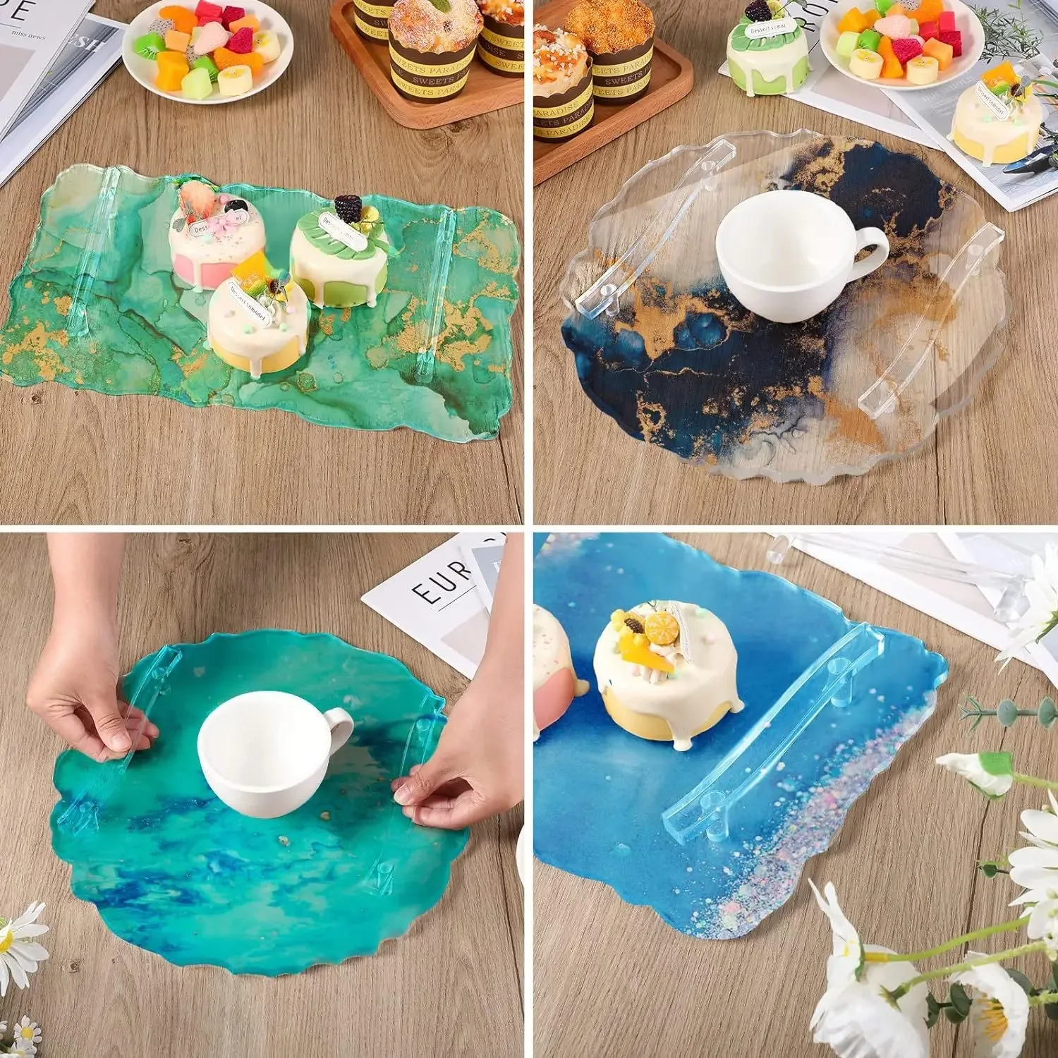 Tray Epoxy Resin Silicone Mold DIY Large Rectangle Tea Plate Coaster Resin Mold For Home Decoration Craft Making Art Supplies view 5
