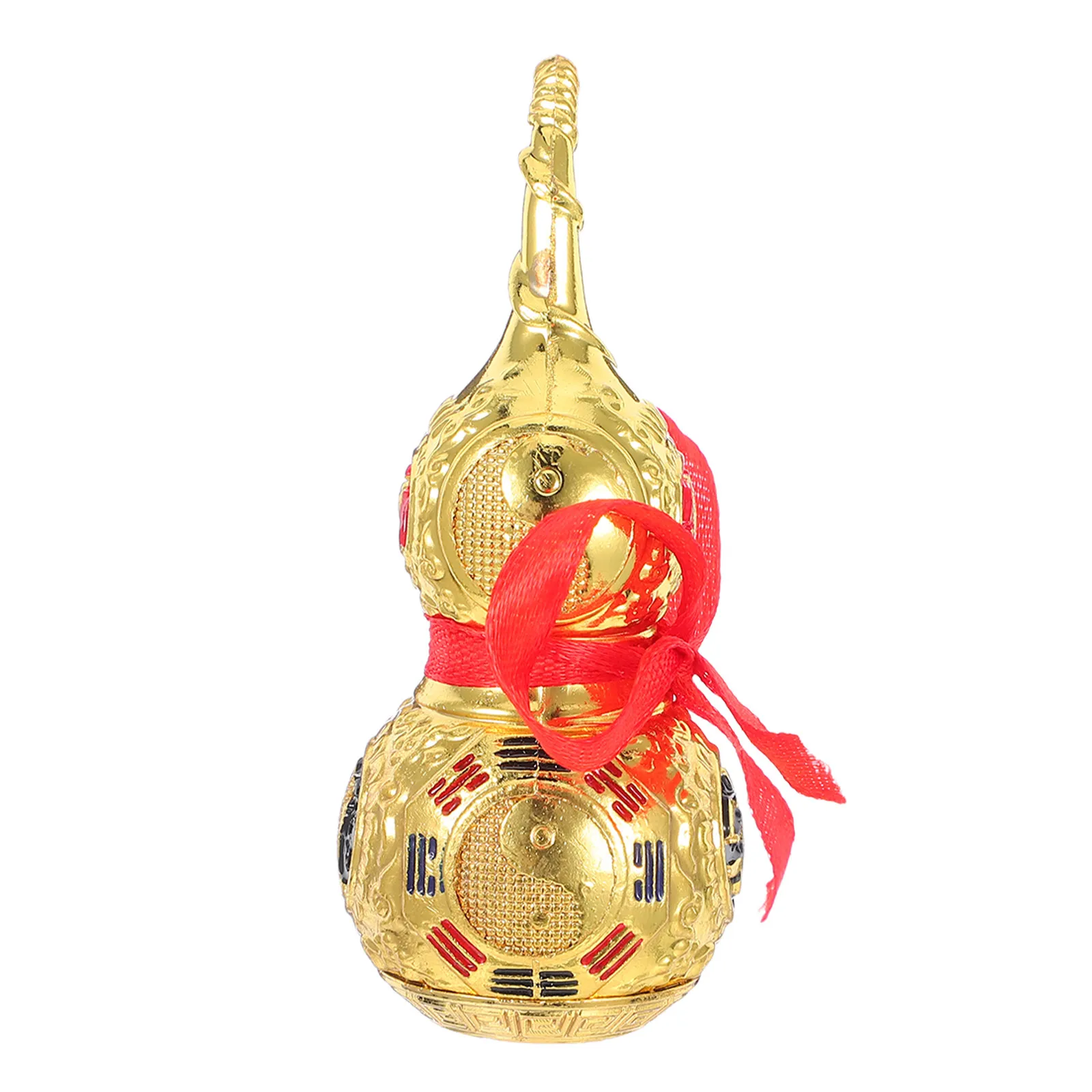 Feng Shui Wu Lou Gourd 9Cm Alloy Statue Red Luck Strip Wealth Success Protection Home Decoration Feng Shui Charm Good Luck