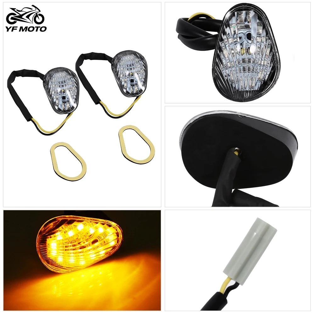 

1 пара янтарных светодиодных указателей поворота, индикаторная лампа для скрытого монтажа, индикаторная лампа для мотоцикла, индикаторная лампа для Yamaha YZF R1 R6 R6S