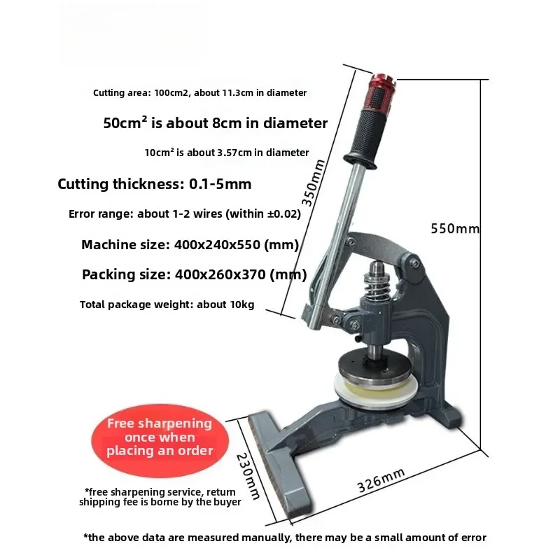 Textile Gram Weight Hand Pressure Sampler Electronic Balance, Circular Die Knife Gram Machine