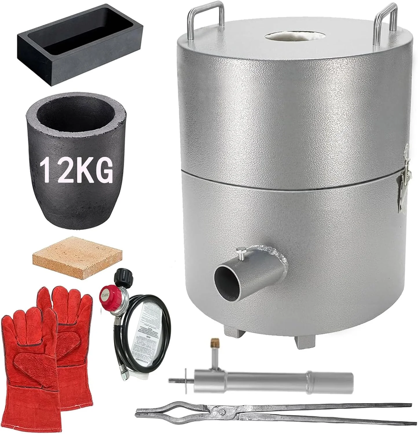 6/12KG Melting Furnace Kit with Crucible & Tongs Kiln Smelting Gold Silver Copper Metal Alloys Recycle and Refining Casting Tool
