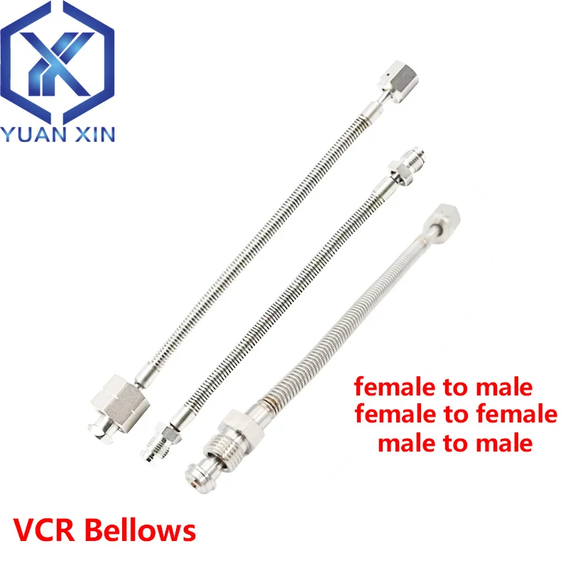 

316L Stainless Steel VCR Vacuum Bellows 1/4" 3/8" 1/2" Vacuum Hose VCR Bellows female to male