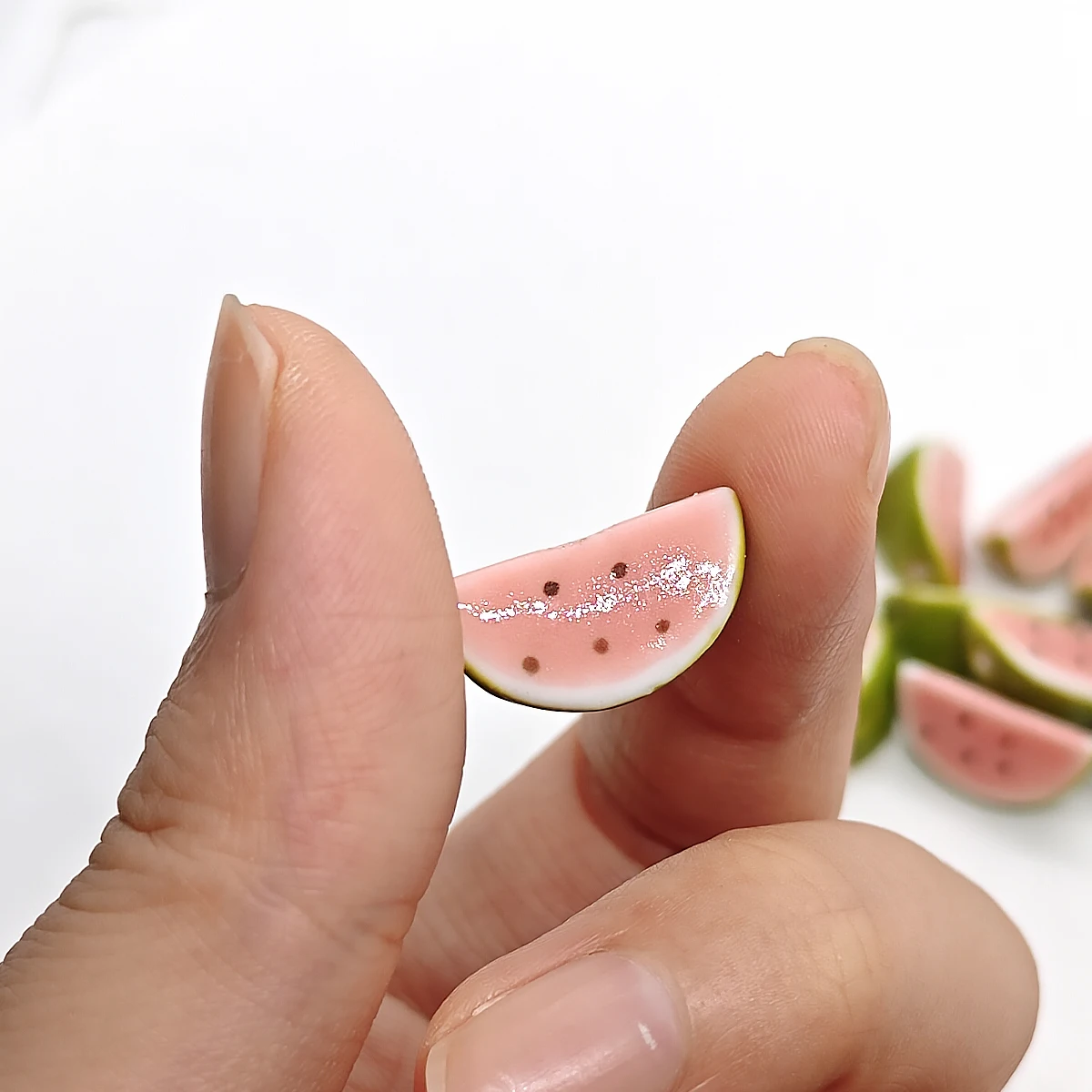 19mm 4/8pcs Soft Pink Watermelon Slice Ceramic Beads Sweet Summer Fruit Pendant for Boho Jewelry Necklace Bracelet Making Gitf