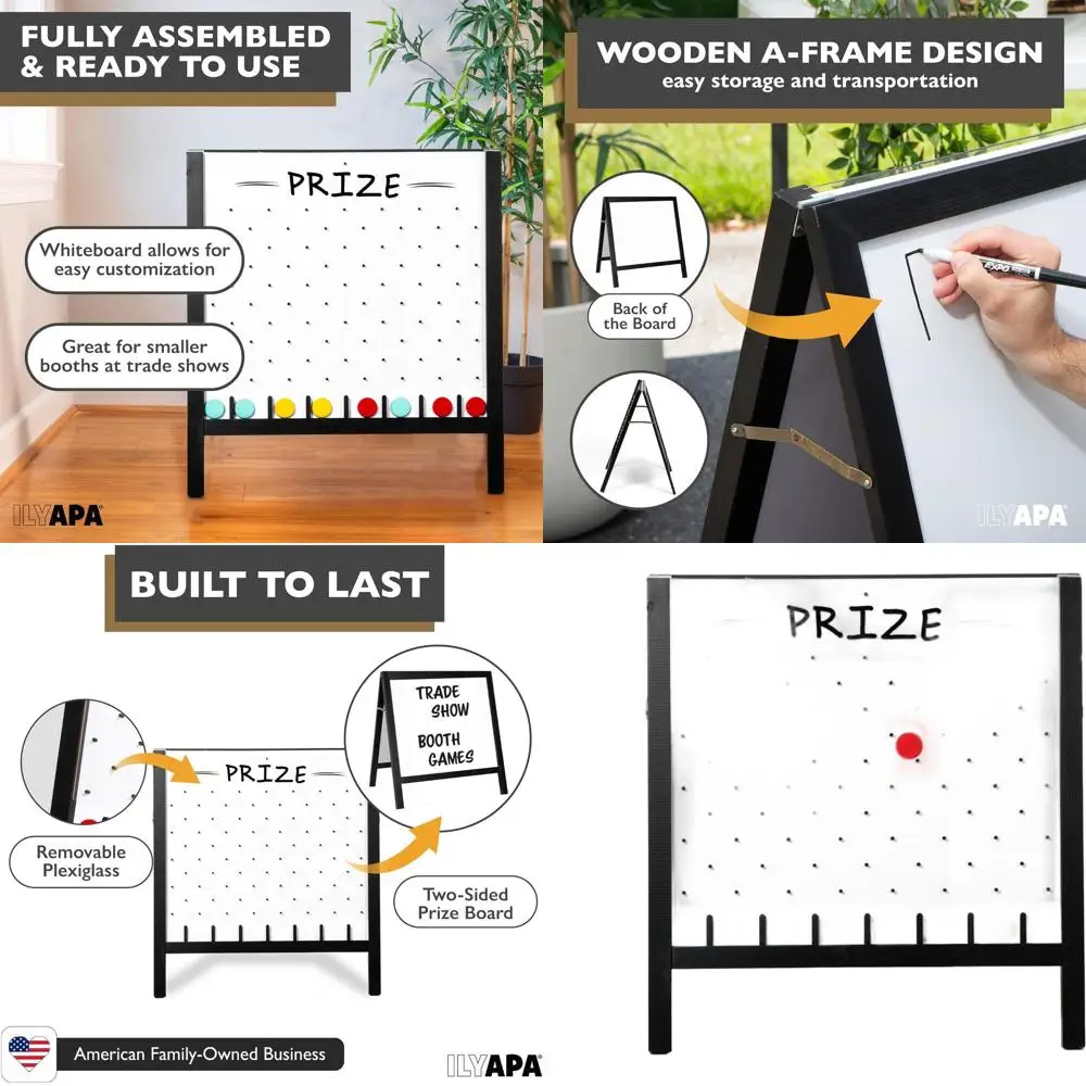 

Двусторонняя игра-капля Ilyapa Penny 41x27,5 с деревянной А-образной рамкой, белой доской, ластиком и хранилищем жетонов