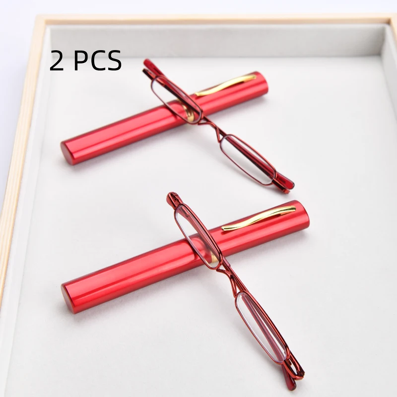2PCS Anzug Ultraleicht Metall Rahmen Lesebrille Vintage Platz Kleine Schmale Brillen Metall Hohe Qualität Presbyopie Brille +1 – Detail 4