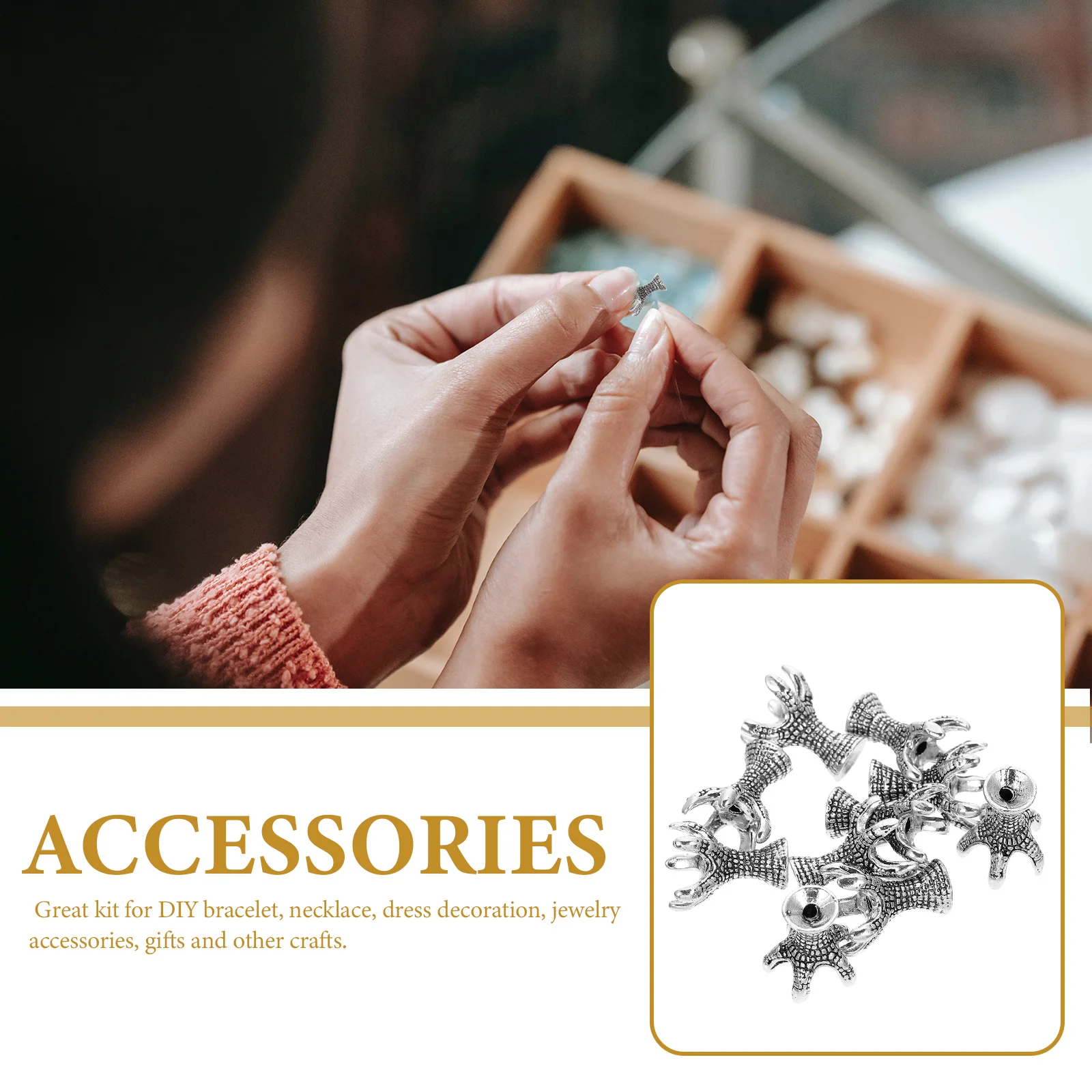 

10 Pcs Necklace Spacer Beads Vintage Dragon Claw Pearl Holder DIY Bracelet Materials Smooth Surface Beautiful Color Jewelry