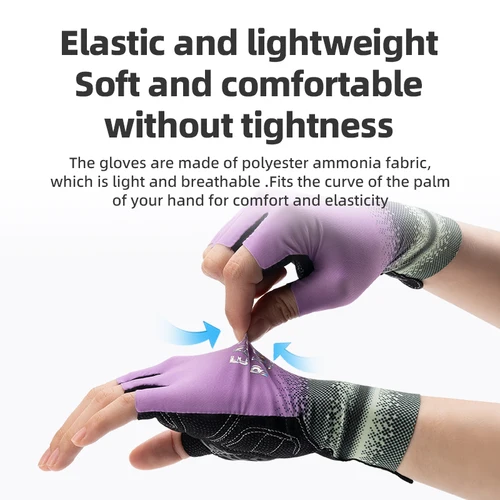 Imagen 2 del producto Guantes de ciclismo ROCKBROS, guantes de medio dedo para bicicleta de carretera, guantes de absorción de impacto para ciclismo de montaña, guantes deportivos transpirables para mujer