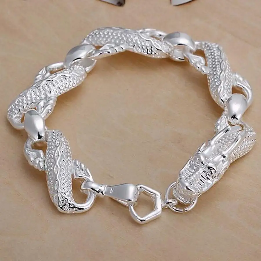 

Wholesale Hot Men Women Chain 925 Sterling Silver Bracelets Noble Dragon Party Fashion Jewelry Christmas Gifts