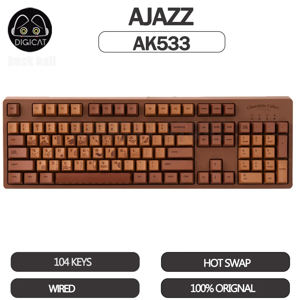 

AJAZZ AK533 Mechanical Keyboard 104 Keys PBT Keyboard Cap Wired Gamer Keyboard Hot Swap Esports Gamer Keyboards for Office Gift