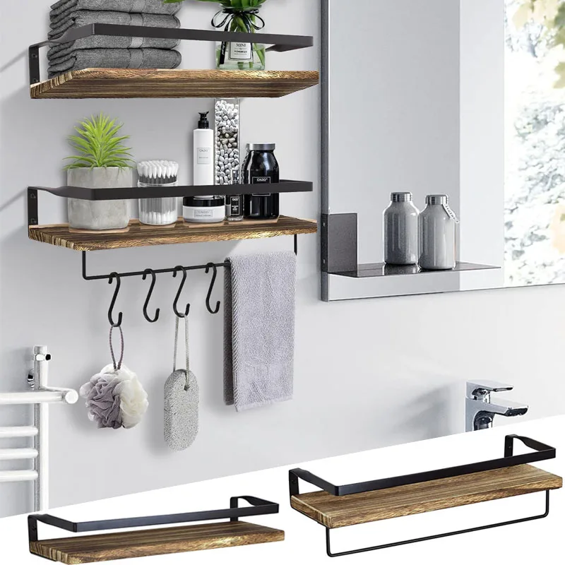Bathroom Supplies Kitchen Solid Wood Drilling Storage Rack Floating Wall Rack Accessories Storage Cabinet Hardware Accessories