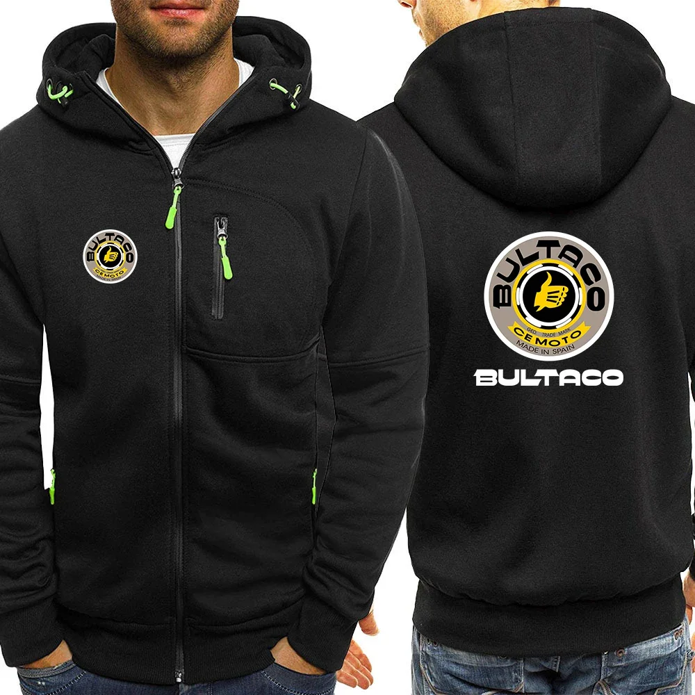 2024 New Bultaco Cemoto Motorcycles Men Printing Spring and Autumn Casual Three-color Zipper Hooded Classics Versatile Coat Tops