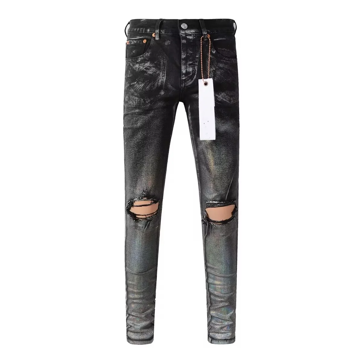 Luxury Design Purples jeans Men MEW brands with High street blue print letters Fashion Repair Low Rise Skinny Denim pants