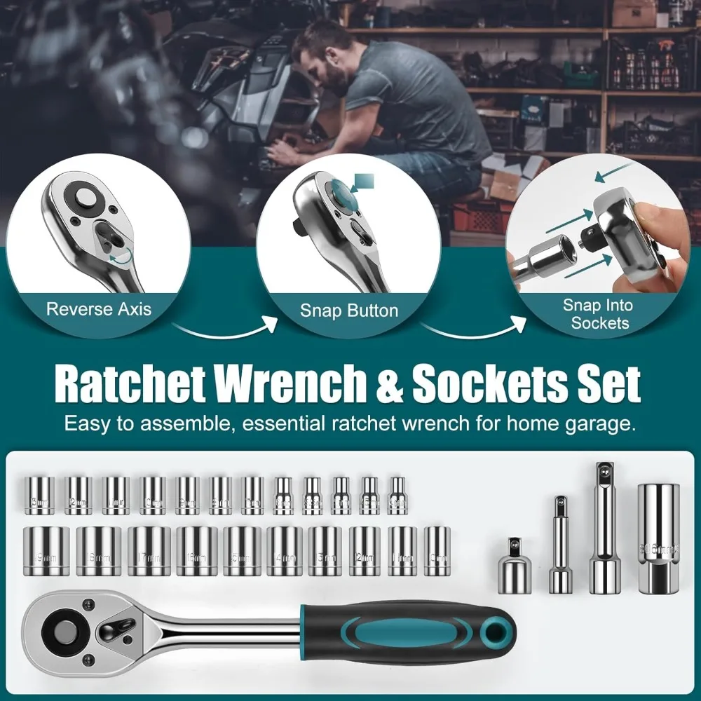 ชุดเครื่องมือซ่อมแซมบ้าน 257 ชิ้น พร้อมกล่องพกพา - ชุดเครื่องมือช่างครบชุดสำหรับงาน DIY และการบำรุงรักษาในครัวเรือน