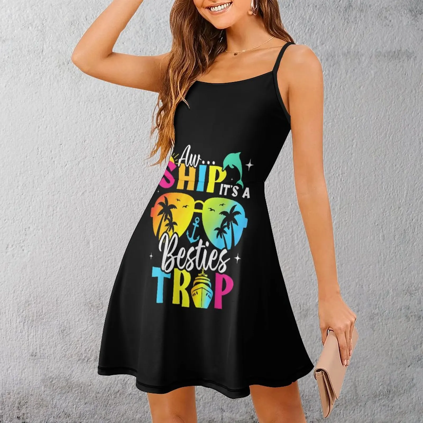 

Besties Cruise Adventure Women's Sling Dress Novelty Exotic Woman's Clothing Geeky Cocktails Dresses
