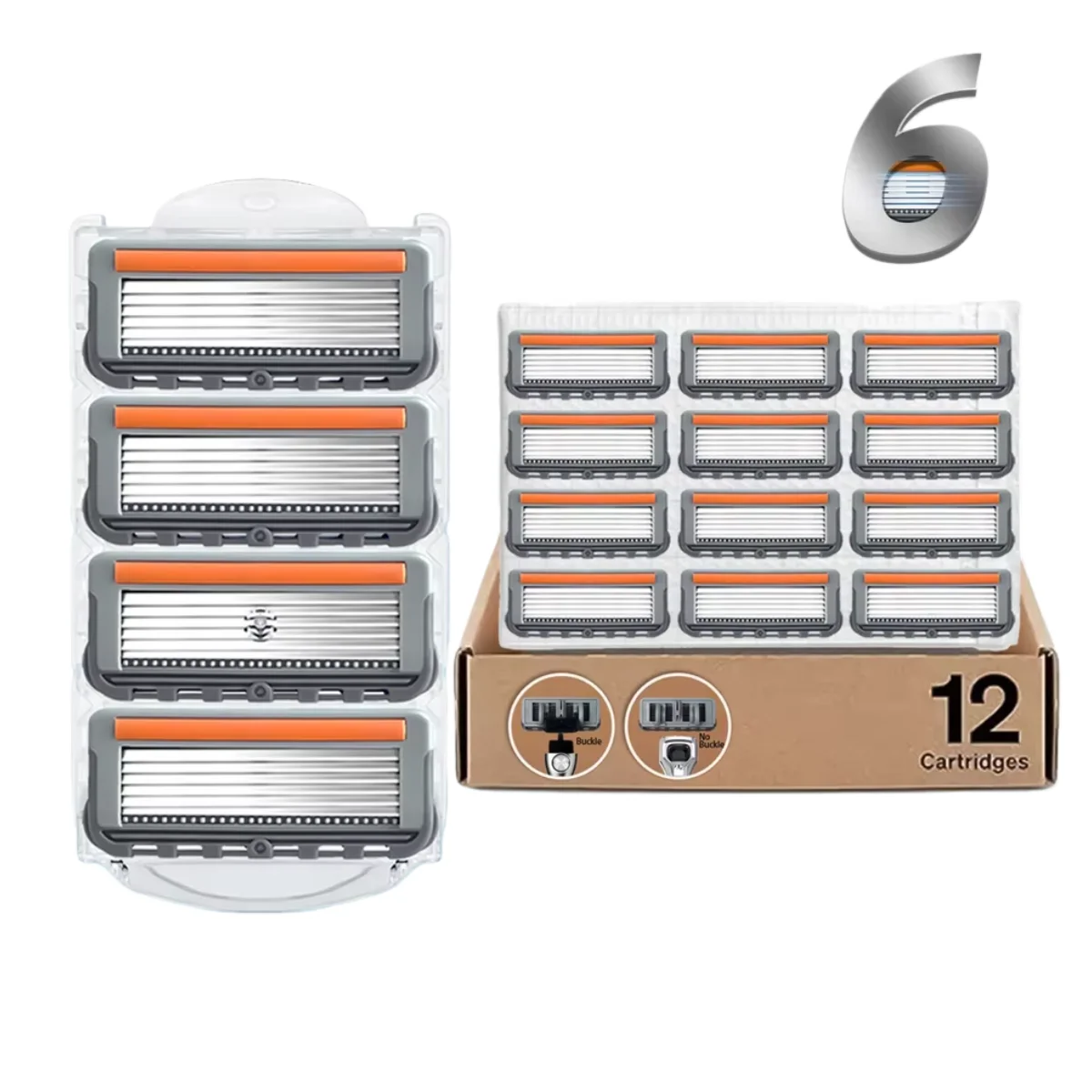 Men's Triple Razor Blades Refills 12 Count 3 Stainless Steel Blades with Hydrating Lubrication Strip Anti-Irritation Replacement