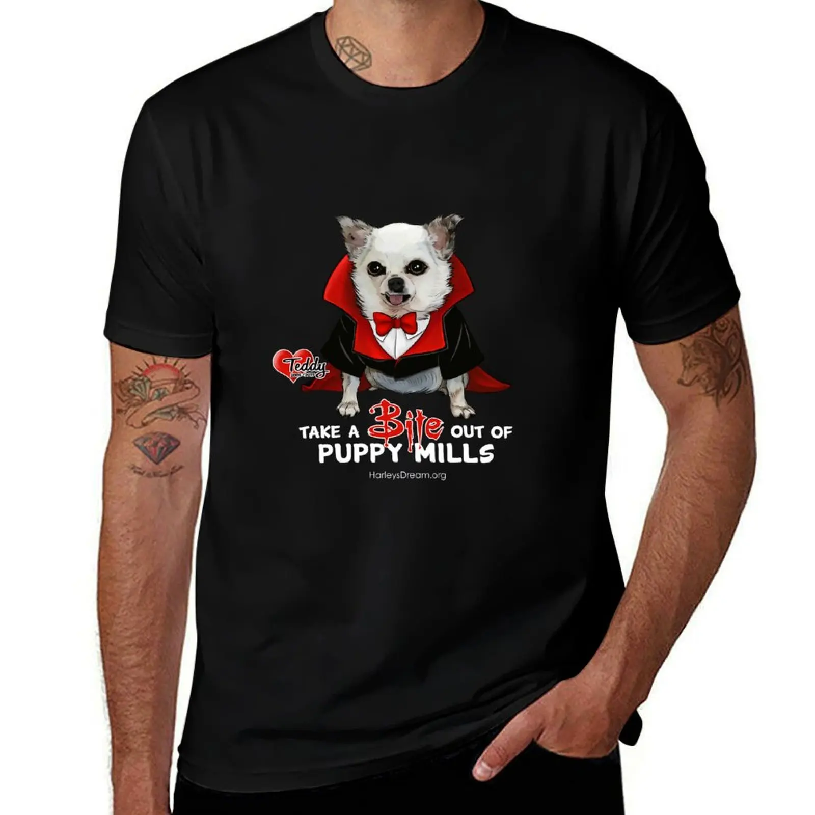 Take a Bite Out of Puppy Mills - Design for Dark Colored Items/Apparel ONLY T-Shirt Basic Short Sleeve for Men T-Shirt