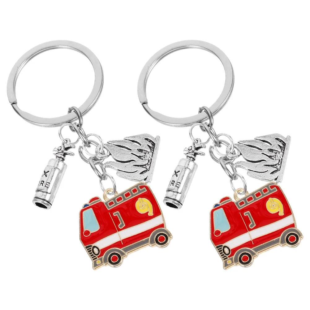 2 Pcs Chain Bag Hanging Pendant Firefighter Chains Car Purse Delicate Keychains Gifts Keyring Ornament